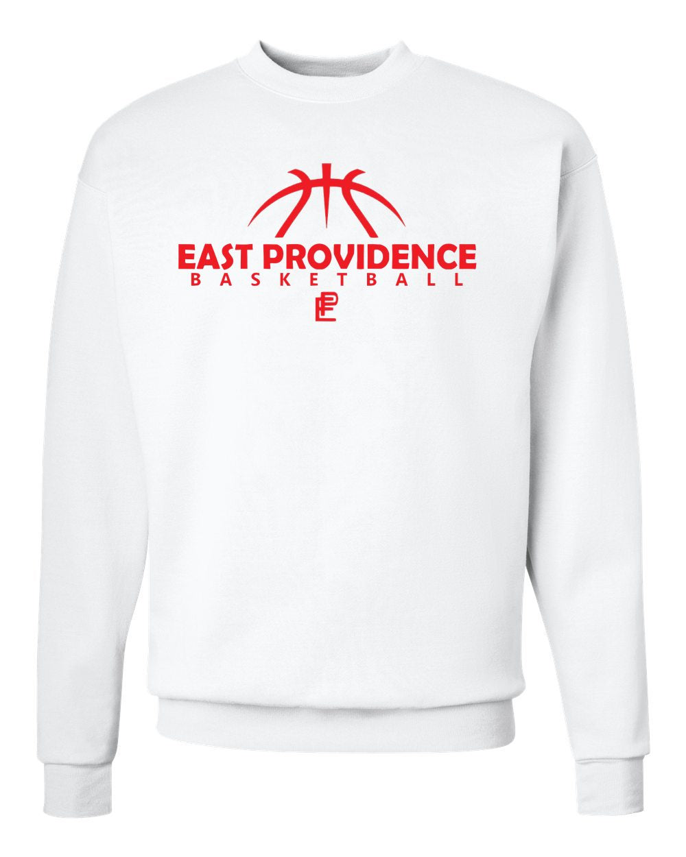 East Providence Basketball White Crew Sweatshirt Red Print