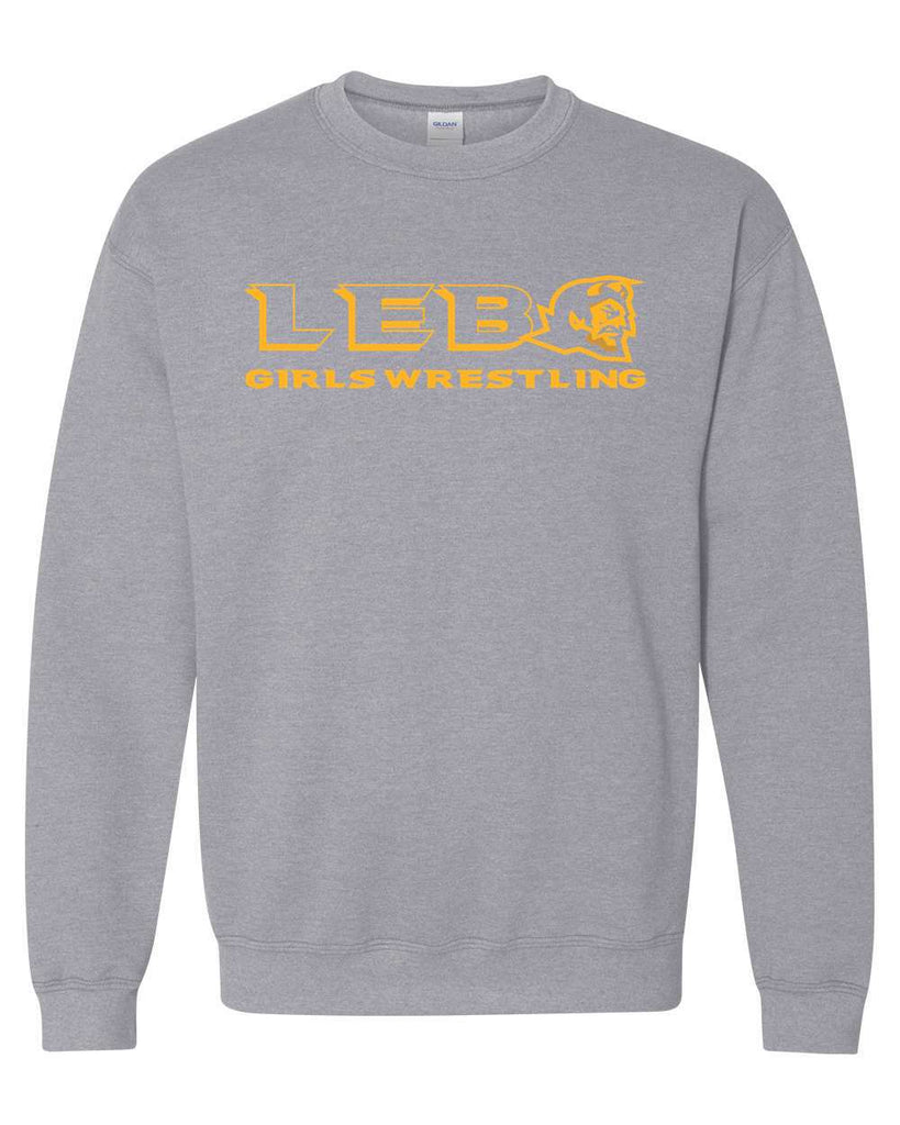 Lebo Girls Wrestling Grey Crew Sweatshirt Gold Print TownieTime