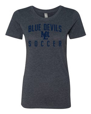 Female Cut Heather Navy Blue Lebo Soccer Premium Tee Blue Devils