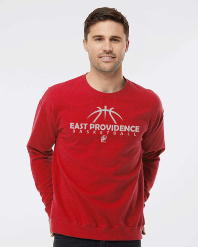 East Providence Basketball Red Crew Sweatshirt Grey Print