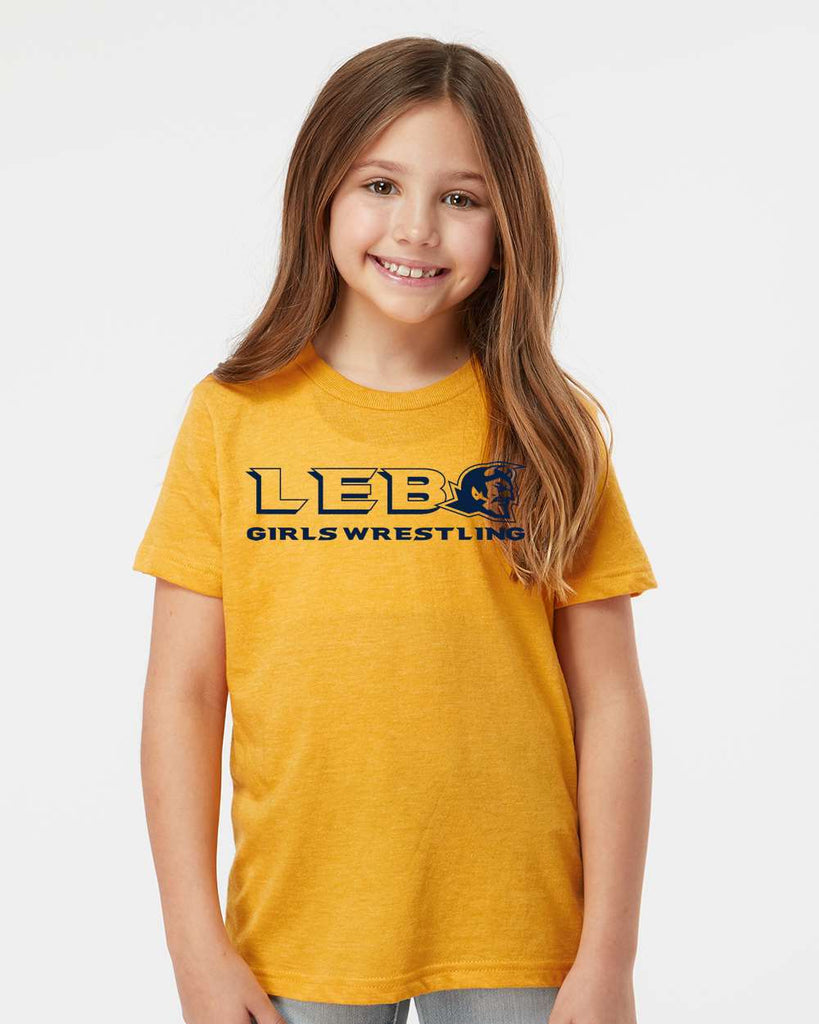 Lebo Girls Wrestling Gold Premium Tee Navy Print TownieTime