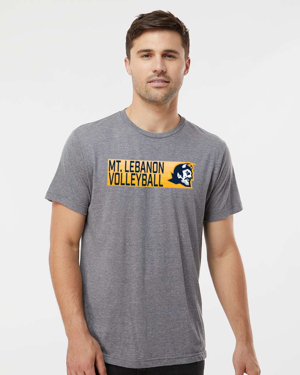 Lebo Volleyball Premium Tee Grey Blue  (VB LOGO)