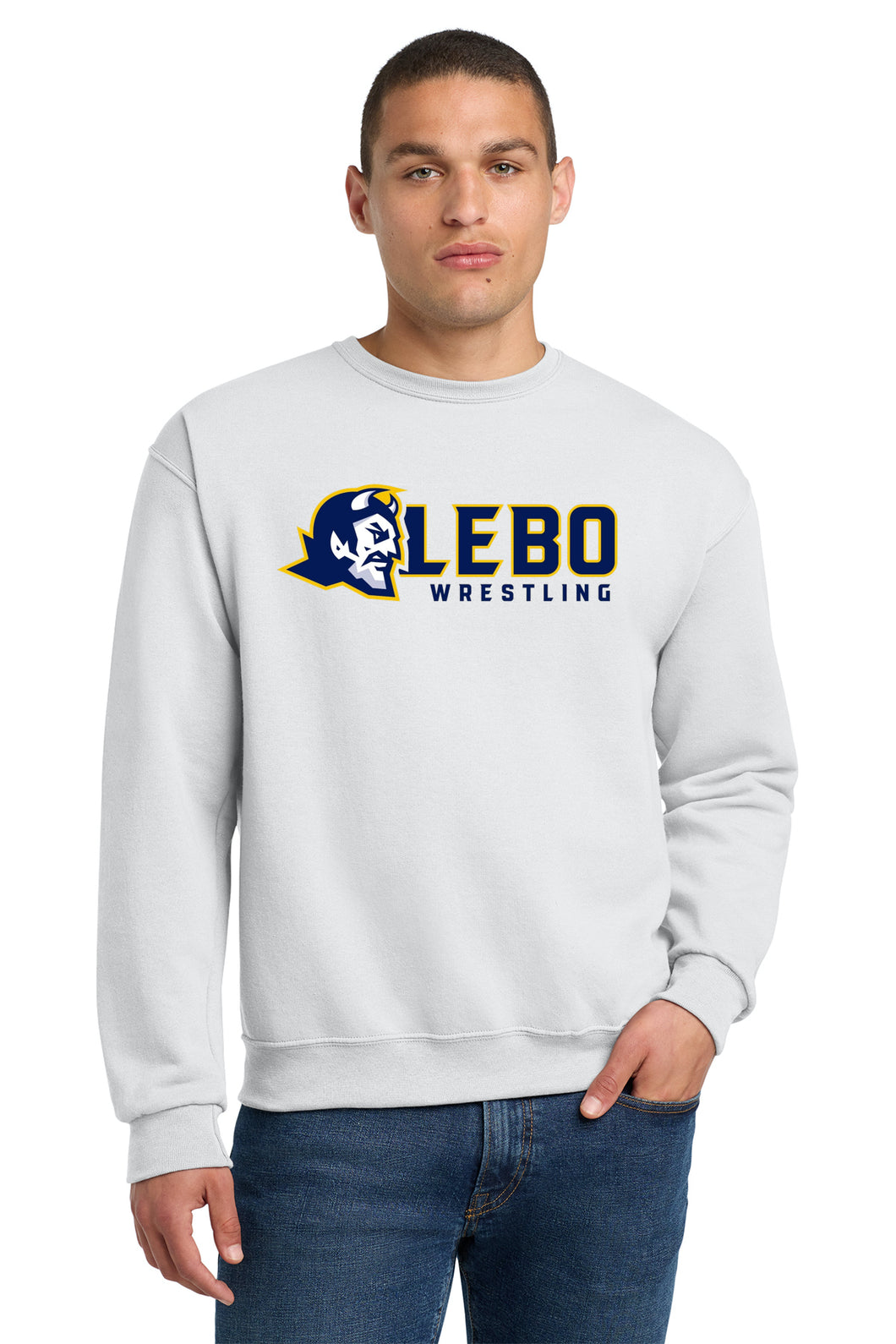 White Crew Sweatshirt Lebo Wrestling NEW Print