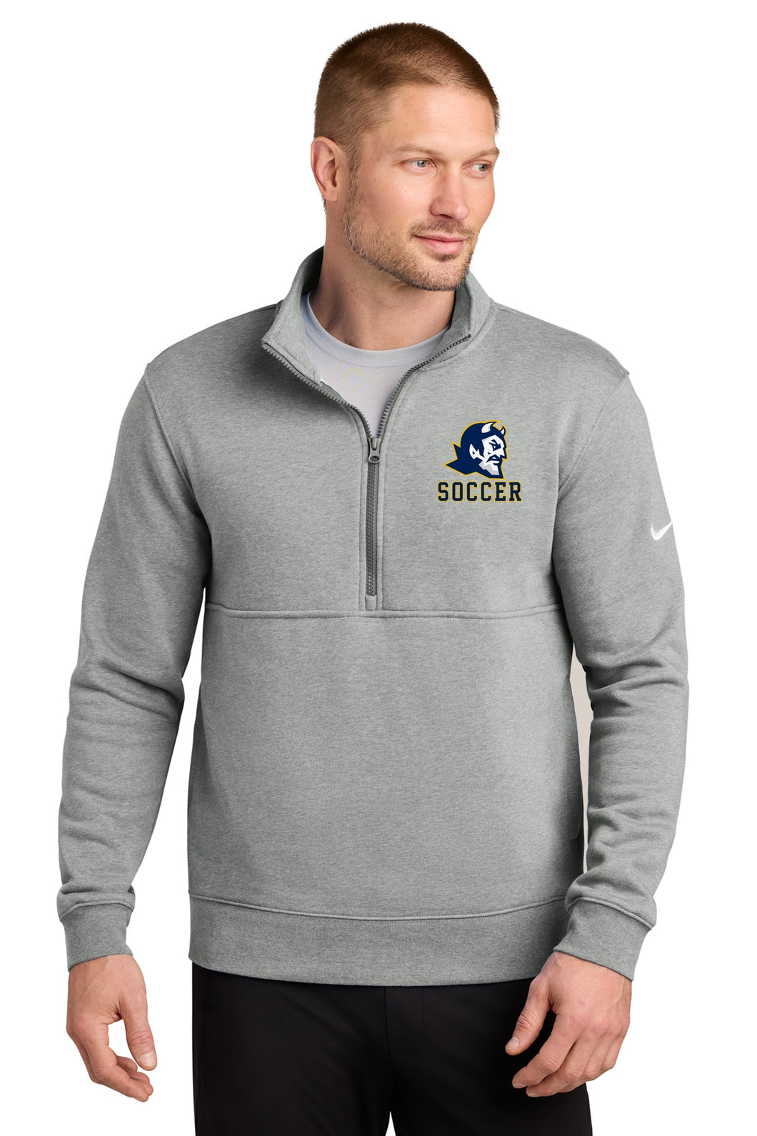 NIKE Men's 1/4 Zip Grey Lebo Soccer Girls Soccer Devil Head