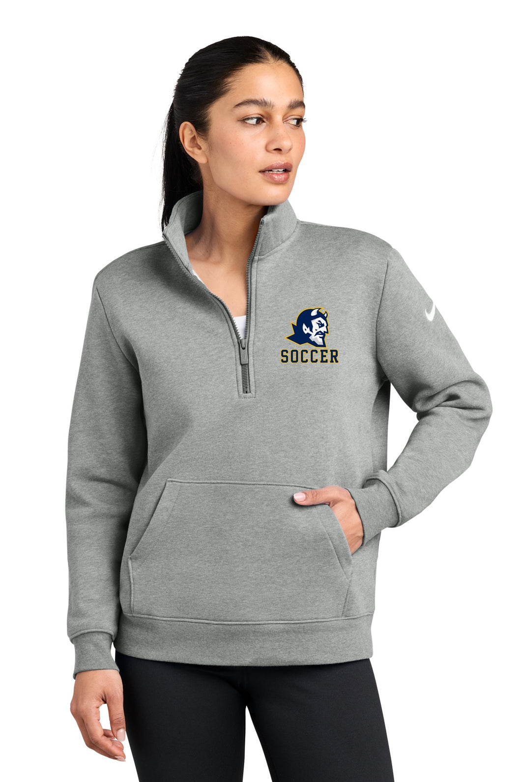 NIKE Women's 1/4 Zip Grey Lebo Soccer Girls Soccer Devil Head