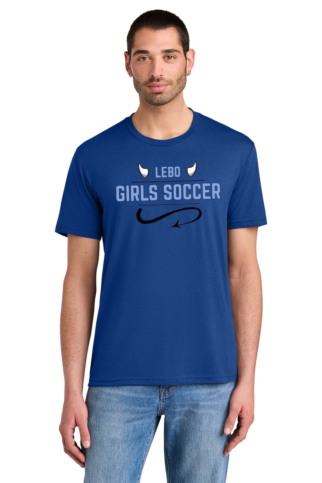 Lebo Soccer Navy Premium Tee Girls Soccer Horns