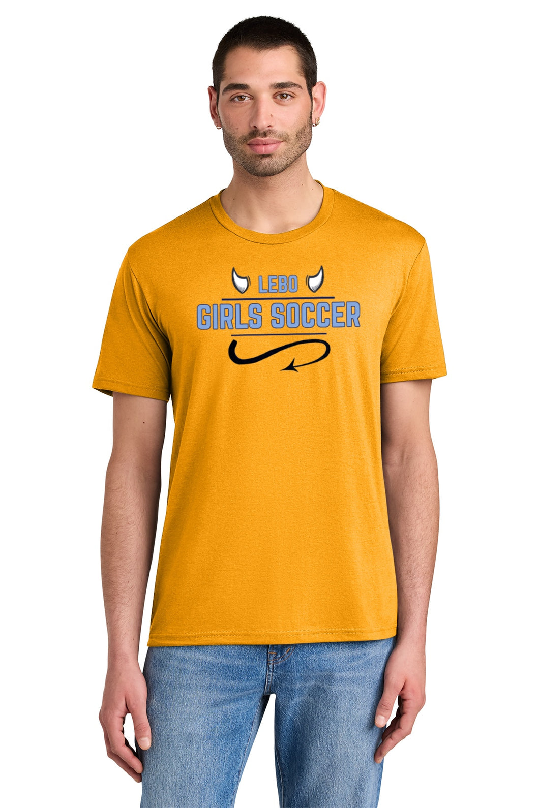 Lebo Soccer Gold Premium Tee Girls Soccer Horns