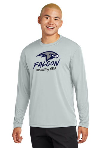 Falcon Wrestling Crew Premium Long Sleeve Performance Shirt Silver