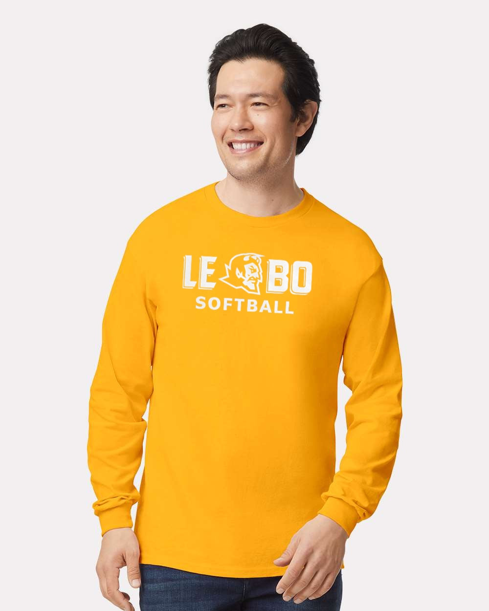 Lebo Softball LongSleeve Tee GOLD (NEW School Logo)