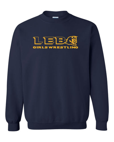 Lebo Girls Wrestling Navy  Crew Sweatshirt  Gold  Print
