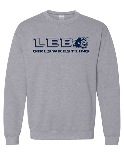 Lebo Girls Wrestling Grey Crew Sweatshirt  Navy  Print