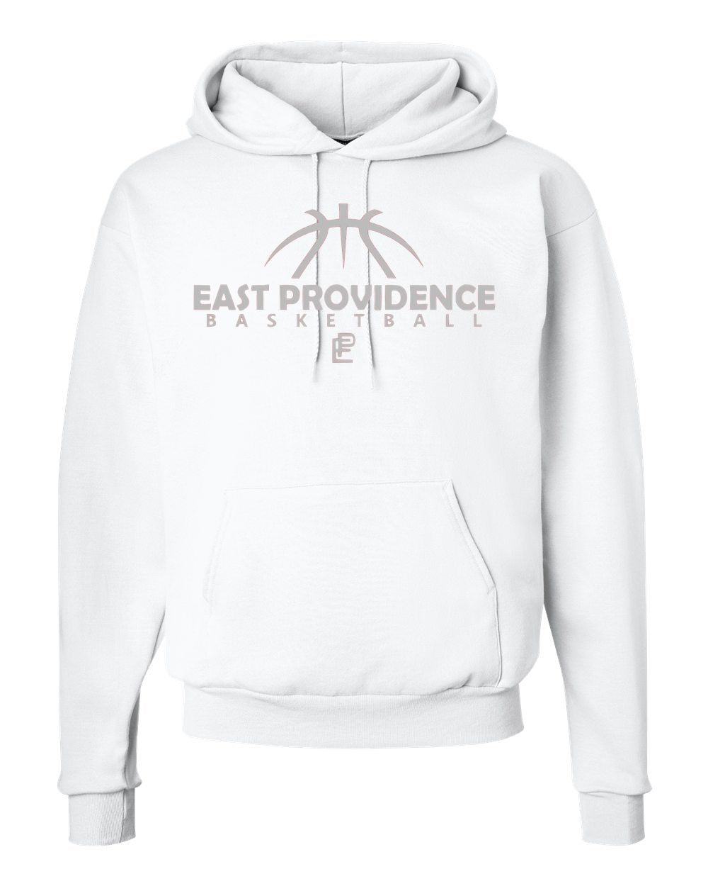 East Providence Basketball White Hoodie Grey Print