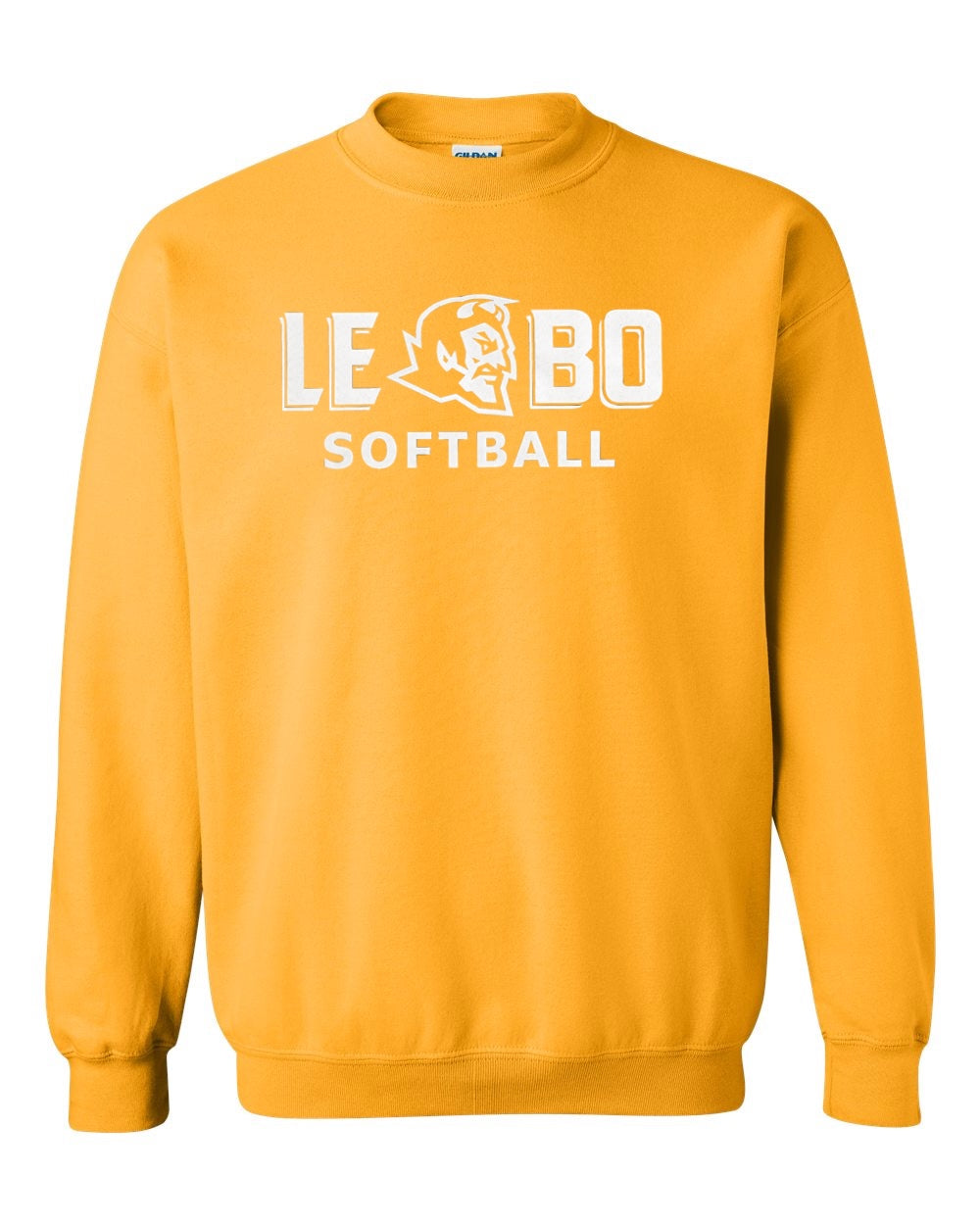 Lebo Softball Crew Sweatshirt GOLD (NEW School Logo)