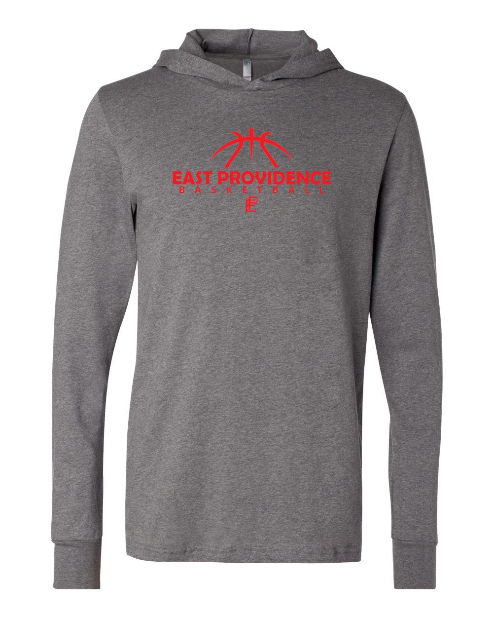 East Providence Basketball Grey Hooded Tee Red Print
