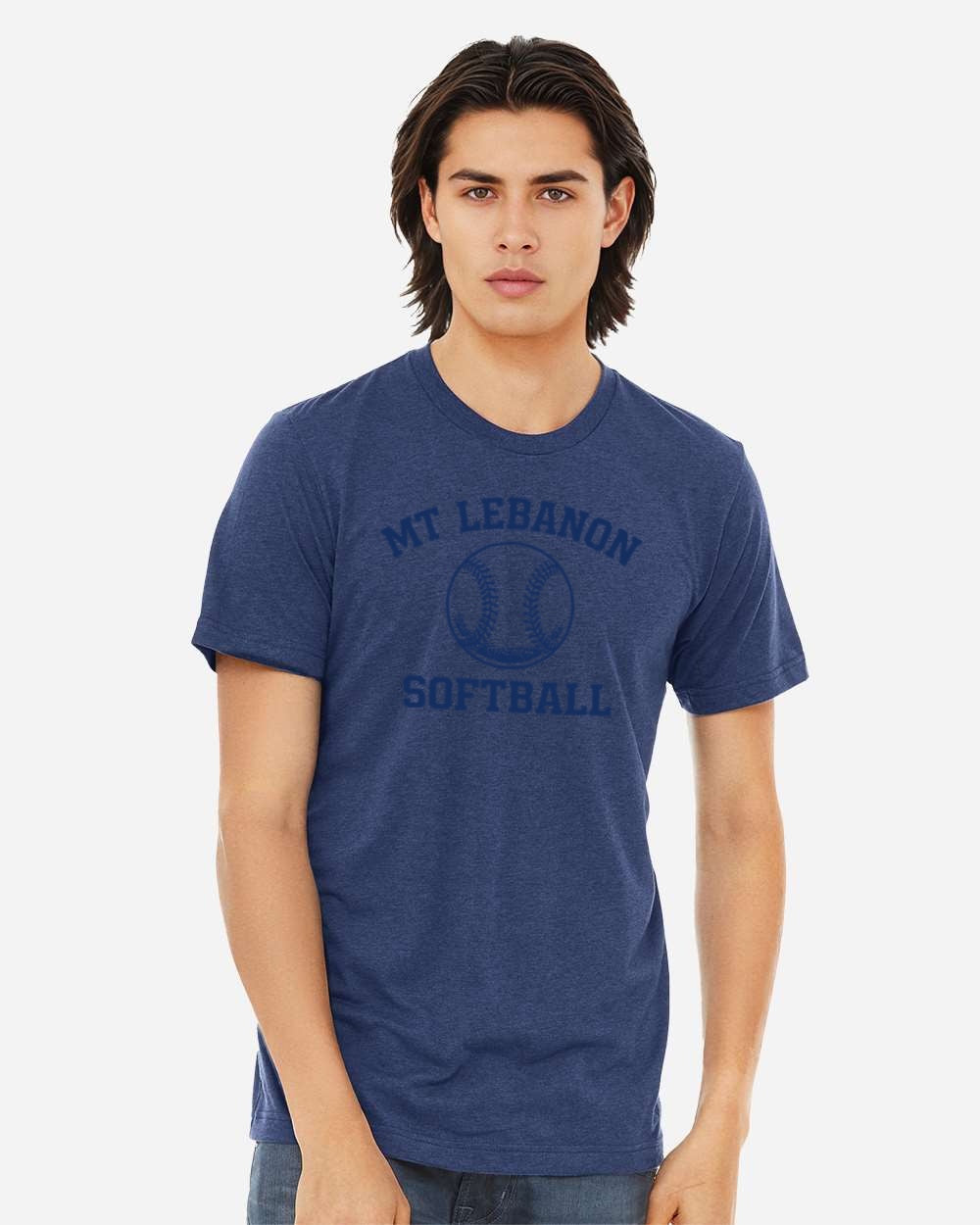 Lebo Softball Triblend Tee NAVY on tone (OLD School Logo)