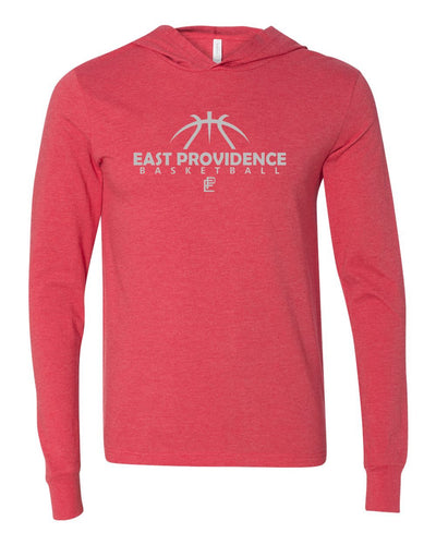 East Providence Basketball Heather Red Hooded Tee Grey Print