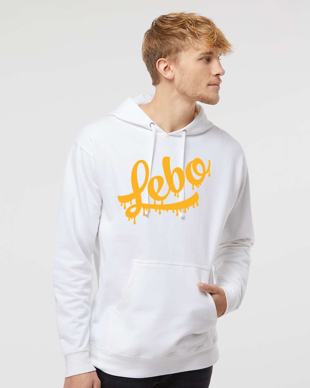 White LEBO CHEER DRIP Logo Hoodie Sweatshirt