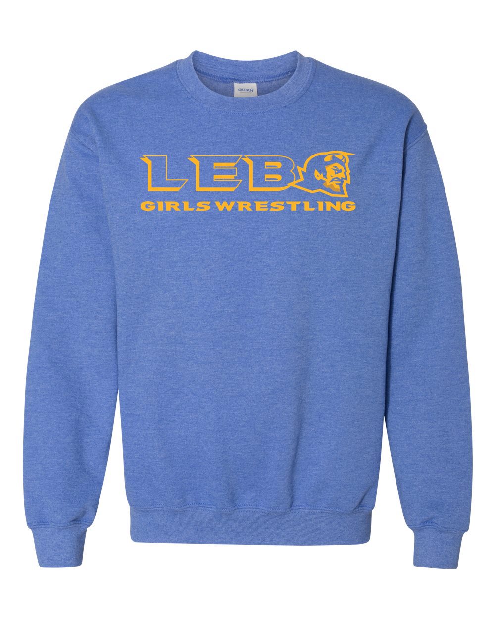 Lebo Girls Wrestling Royal Crew Sweatshirt  Gold  Print