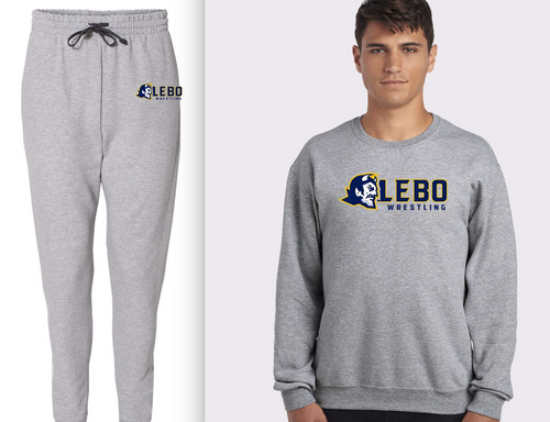 Athletic Grey Sweatpants & Crew Sweatshirt Lebo Wrestling NEW Print