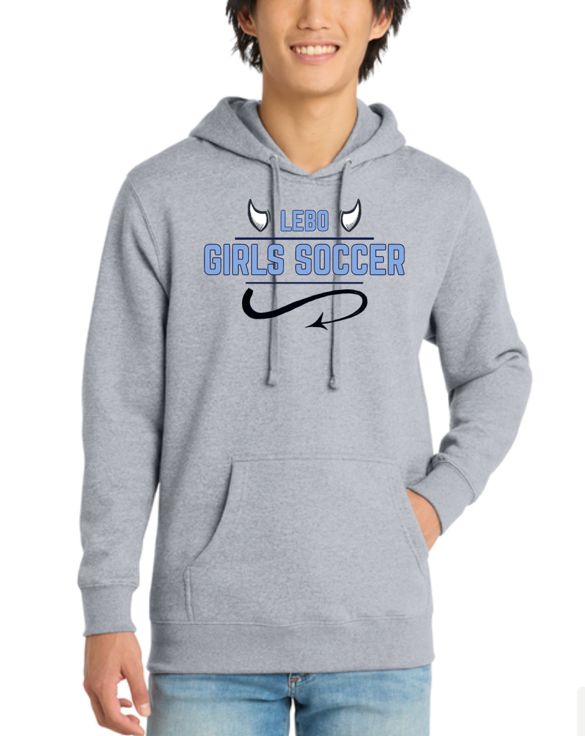 Lebo Soccer Grey Hoodie Girls Soccer Horns