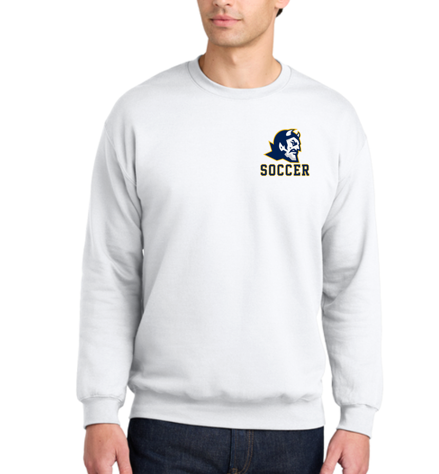 Lebo Soccer White Crew Sweatshirt Devil Head