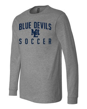 Grey Lebo Soccer Long Sleeve Tee Blue Devils