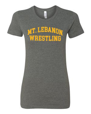 Women's Grey Lebo Old School Wrestling Premium Tee (Gold Print)