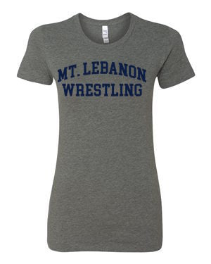 Women's Grey Lebo Old School Wrestling Premium Tee (Navy Print)